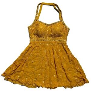 NWT Palazzo babydoll top size L Rhinestones embellished Coachella festival boho